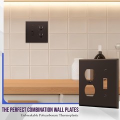 ENERLITES Toggle Light Switch/Duplex Outlet Wall Plate, Brown, 2-Gang