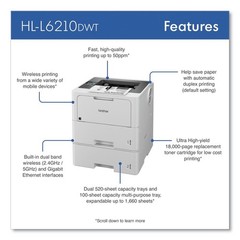 Bankers Box HLL6210DWT Business Monochrome Laser Printer w/ Dual Paper Trays New