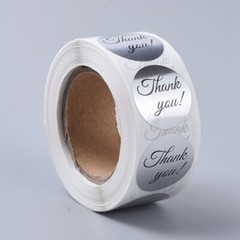 Thank You SILVER Sticker Labels 500 each per roll Great for Orders Crafts & Fun