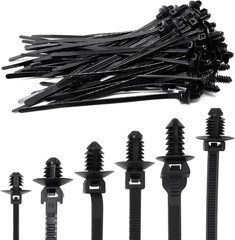 60 PCS Push Mount Zip Ties, Nylon Car Mount Wire Tie Snap in Cable Zip Ties