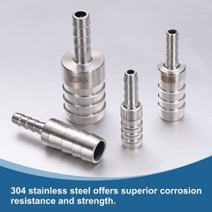 1/2″ to 1/4″ Hose Barb Reducer Pipe Fitting 304 Stainless Steel Adapter 2pcs