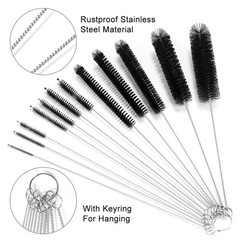 9.5 Inches Long Straw Cleaner Brush Set, 12 Pack 9.45 inches / 24 cm, Black
