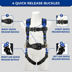 Sorano Safety Harness Fall Protection –Upgraded 4 Quick Buckles, Roofing Harness