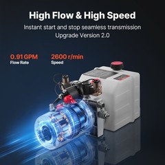 Uimoso 4 Quart Double Acting Hydraulic Pump Dump Trailer Pack DC 12V Power Unit