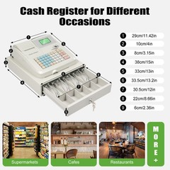 Electronic Cash Register Cash Management POS System LED 48 Keys with Drawer Box