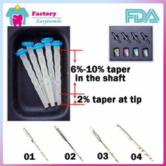 20Pc Dental Endo Fiber Posts Quartz root canal pins Resin Glass Screw Pile Posts