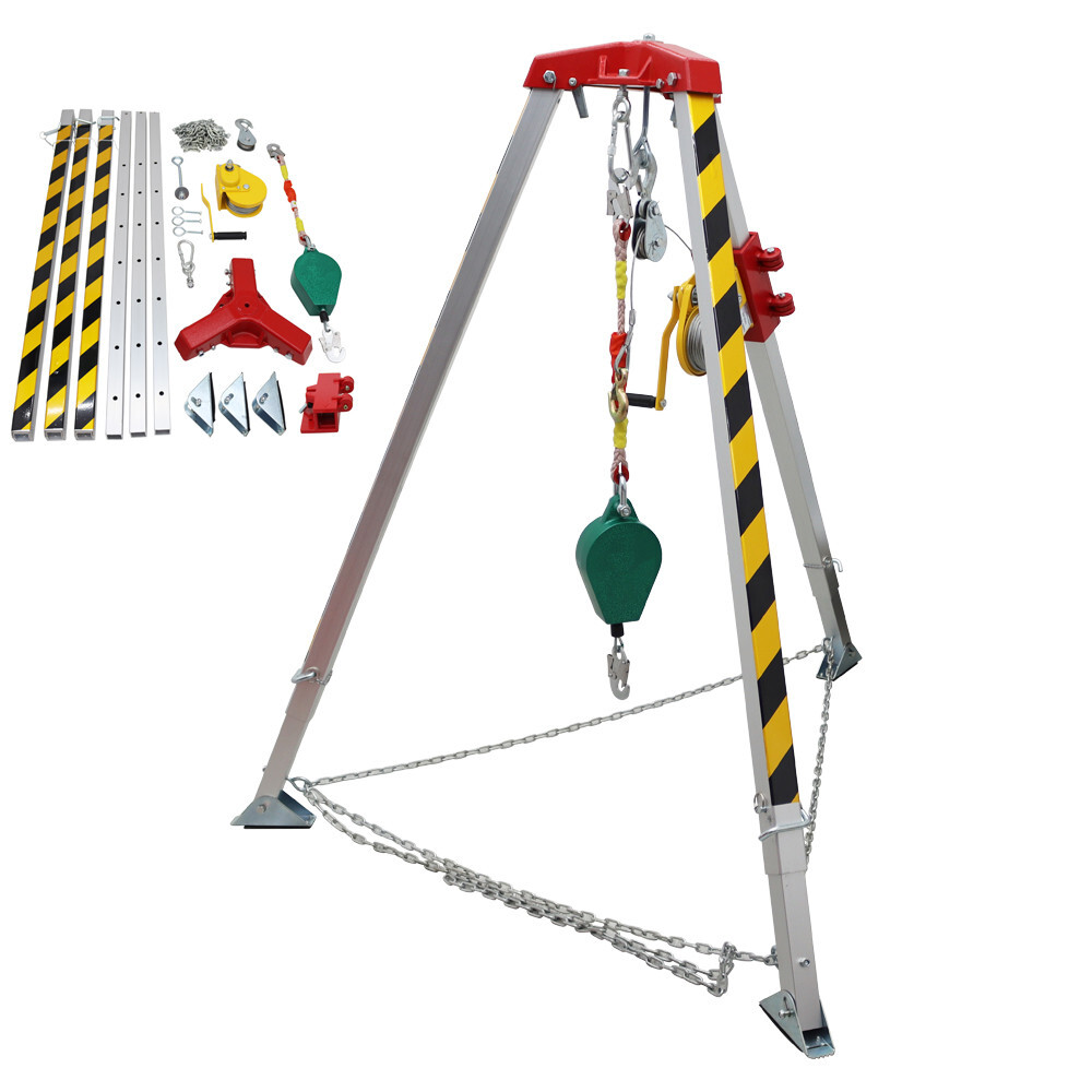 Confined Space Tripod Kit Emergency Rescue Aluminium Alloy 1200 Pounds 20 Meters
