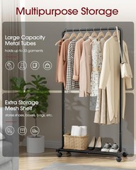 Clothing Clothes Rack on Wheels Heavy Duty Portable Wardrobe Storage