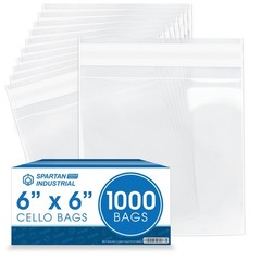 – 6″ X 6″ (1000 Count) Crystal Clear Resealable Cello Poly Bags for Packaging…