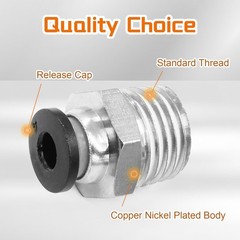 10 Pcs Push to Connect Fittings 4mm Tube OD x 1/4 Inch NPT Thread, Male Straight