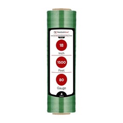 4 Rolls 18″ x 1500′ 80 Gauge Cast Bundling Hand Stretch Wrap Film Tint Green