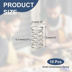 10 x Small Compression Spring 3 mm OD 0.3 mm Wire 5 mm Free Length