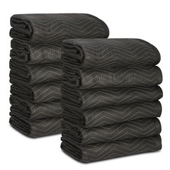 24 Pack Moving Blankets 80″ x 72″ Pro Economy Shipping Furniture Pads Black