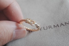 NEW.DavidYurman.Cable Buckle Sterling GOLD 18K Diamond Buckle Ring Sz 8