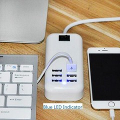 Multi 6 Port USB Hub Wall Charger Station Fast Charging Desktop AC Power Adapter