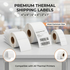 Direct Thermal Labels White Perforated Strong Adhesive Water Resistant Stickers