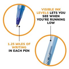 Bic Round Stic Xtra Life Blue Ballpoint Pens 10 Count Bulk Pack 1.0Mm Medium …
