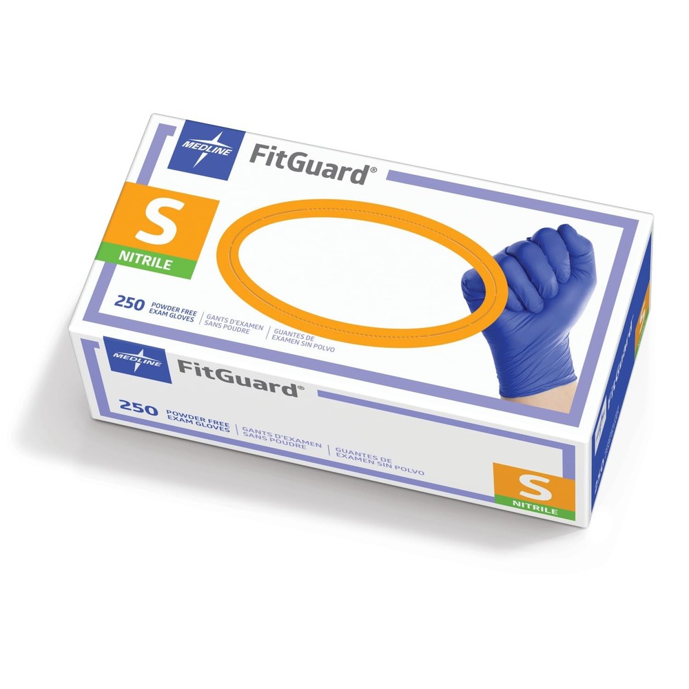 Medline FG2501H FitGuard Nitrile Exam Gloves, Small (Pack of 250), Dark Blue