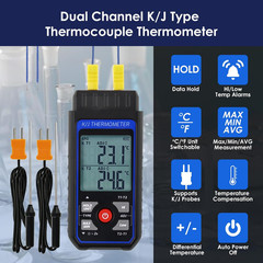 Dual-Channel K/J Thermocouple Thermometer with 4 K-Type Thermocouples -328°F ~ 2