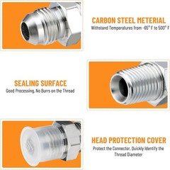 10Pack Hydraulic Hose Adapter Fittings 3/8″ JIC 37° Male x 1/4″ NPT Male w/Cover