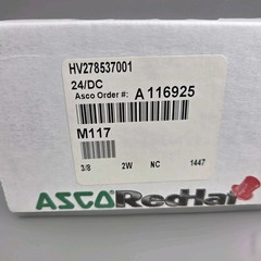 ASCO RedHat HV278537001 24VDC 3/8” 2-Way Normally Closed Solenoid Valve New