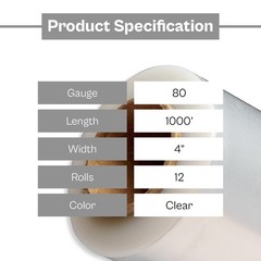12 Rolls 80 Gauge Cast Hand Stretch Wrap 4″ x 1000′ Plastic Bundling Shrink Film