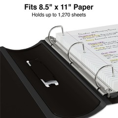 5 Inch Black Storage Binder with Three D Rings for Letter Size Papers