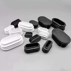 Oval Plastic Blanking End Cap Caps Tube Pipe Inserts Plug Bung Steel Leg Black