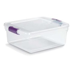 Stackable Storage Tote W/ Lid, 3.9 gal, 16-1/4 in L x 13 in W x 6-1/8 in H,
