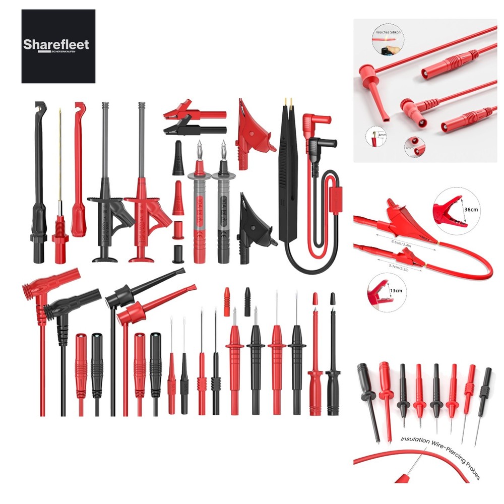 Cleqee 25 Stück Silikon-Multimeter-Prüfleitungen mit austauschbaren Prüfspitz…