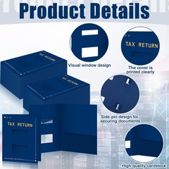 Mooliwe 100 Pcs Blue Tax Return Folders Bulk 9 x 11.25 Inches Income Tax Orga…