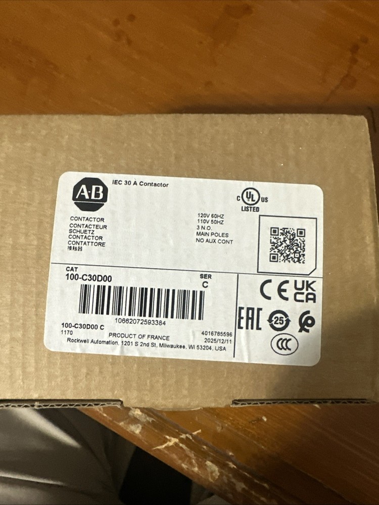 Allen Bradley 100-C30D00 100-C IEC Contactor Screw Terminals 30A New Brand AB