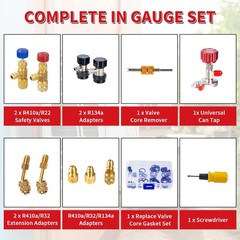 Rogvoc HVAC Manifold Gauge Set for R22/R410a/R134a Refrigerant, 3 Way AC Refr…