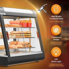 ROVSUN 26″ Commercial Food Warmer Display Pizza Warmer, 3-Tier Electric Countert