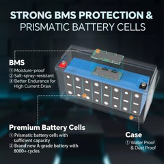 12V 200Ah LiFePO4 Lithium Battery Rechargeable Built-in BMS 6000+ Deep Cycles