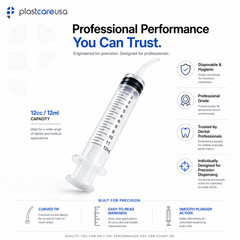 Curved Tip 12cc Oral Irrigation Syringes Disposable Dental Utility (Choose Qty)