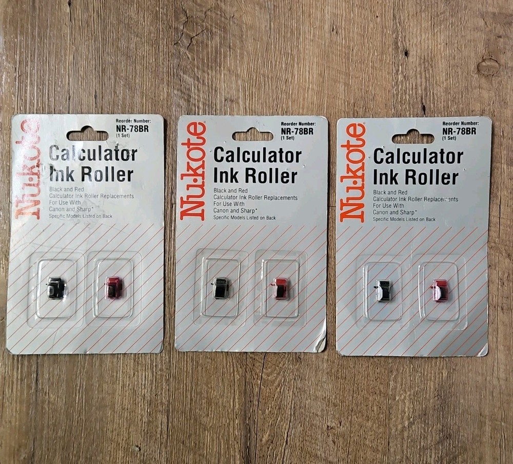 3 Pack! NUKOTE Calculator Ink Roller Black & Red Ink Replacements SEALED NR-78BR