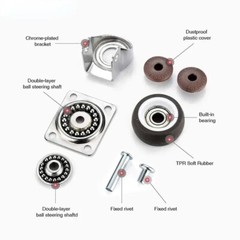 1 & 2 inch swivel caster wheels 4pcs soft rubber with brake universal trolley