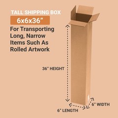 Shipping Boxes Tall 6″L x 6″W x 36″H 25-Pack – Corrugated Cardboard Box for M…