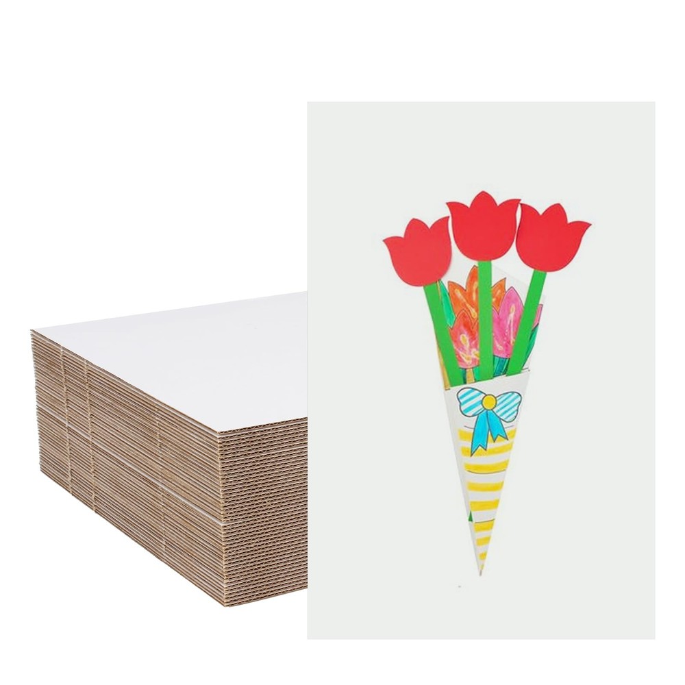 50 Pack White Corrugated Cardboard Sheets 11×17 Inch, Corrugated Cardboard