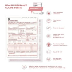NEW CMS 1500 Claim Forms – HCFA (Version 02/12) (1000 Sheets)
