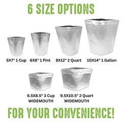 50 Mylar Bags for Food Storage, Airtight 7Mil Thick Gusseted Zip Lock, Long T…