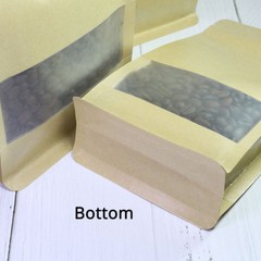 Many Sizes for Kraft Paper Stand up Zip Lock Gusset Side Bag Pouch w/ Window M33