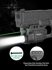 Gmconn 800 Lumen Tactical Flashlight with Green Beam Sight Combo, Gun Black