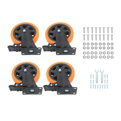 4 Pcs Orange With Locking Brake 6″ Heavy Duty Swivel Caster Wheels No Noise