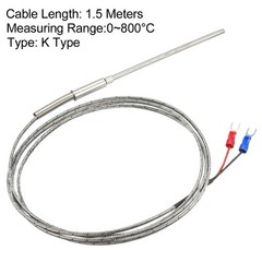 K Type Temperature Sensor Probe 1.5M Cable 4x100mm Probe Thermocouple