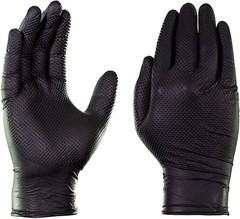 8mil Heavy Black Heavy Duty Diamond Texture Nitrile Gloves for automotive 100