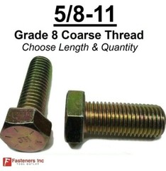 5/8-11 Hex Bolt Yellow Zinc Plated Grade 8 Cap Screw Coarse Thread(All Size&Qtys