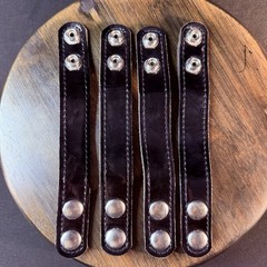Duty Belt Keeper High Gloss Black Leather Nickel Double Snaps 7.25” (Lot of 4)