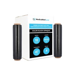 4 Rolls Cast Narrow Banding Stretch Wrap Shrink Film 18″ x 1500′ 47 Gauge Black